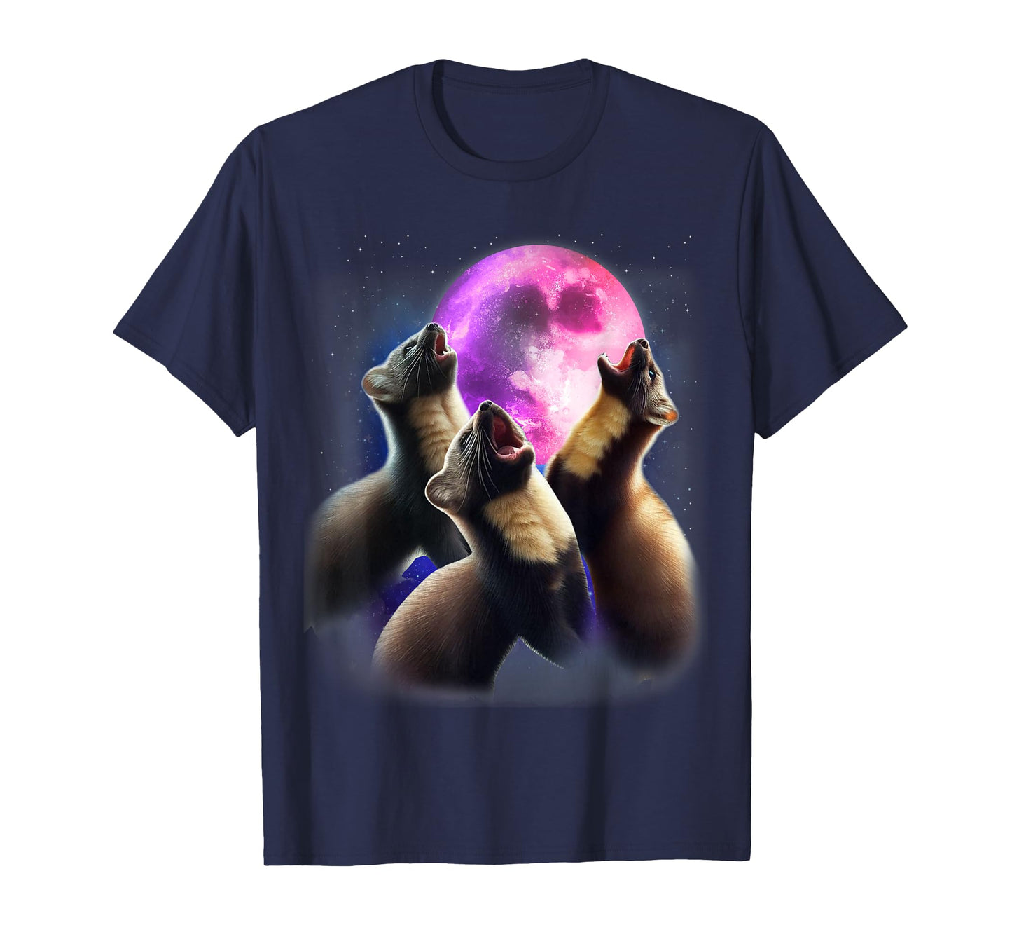 3 Marten Howling At The Moon Funny American Pine Marten Kids T-Shirt