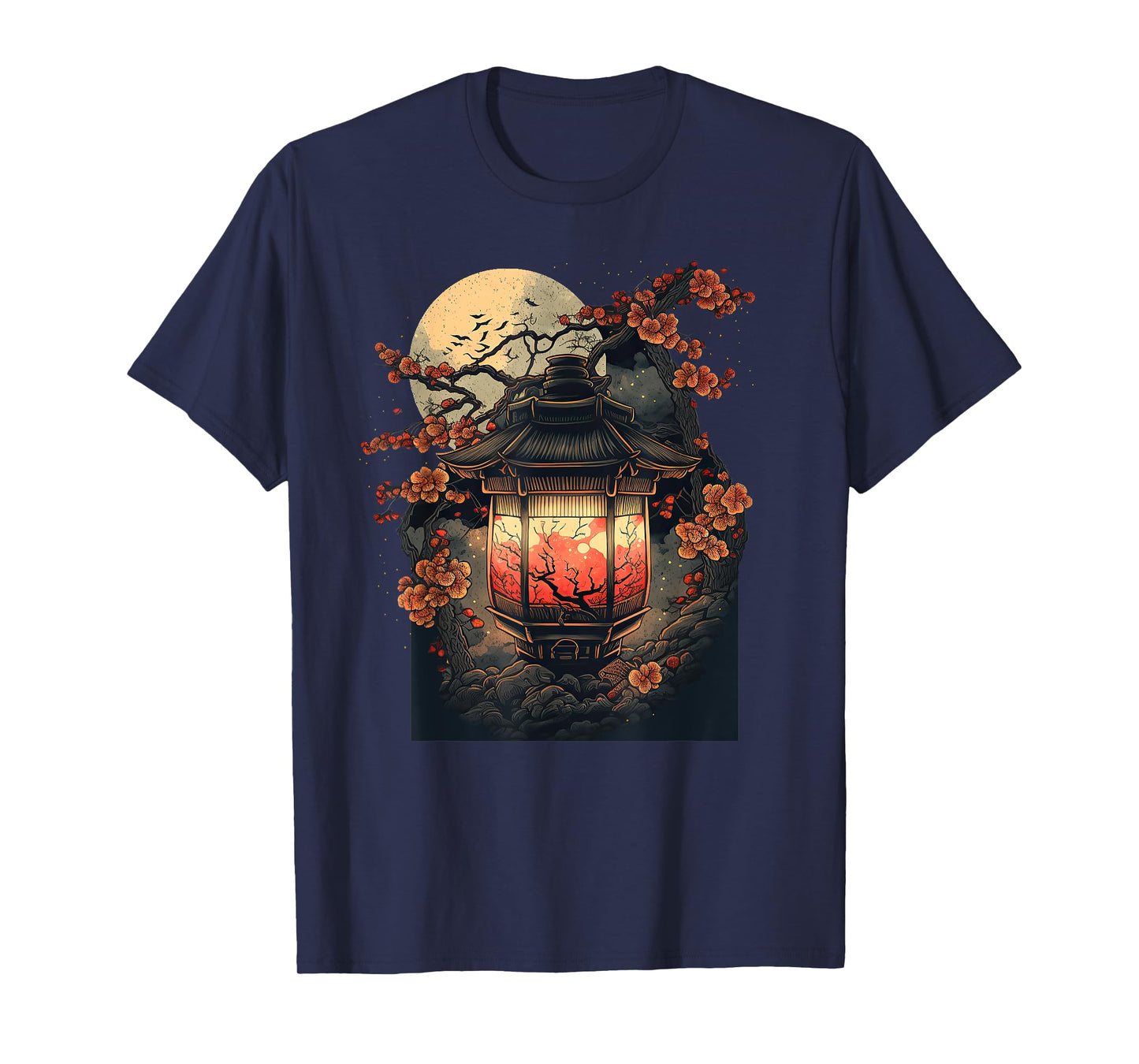 Japanese Pagoda Lantern Japan Art Sakura Blossom Zen Art T-Shirt