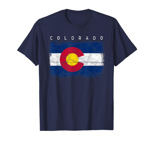 Colorado Vintage Distressed Home State Flag Design T-Shirt