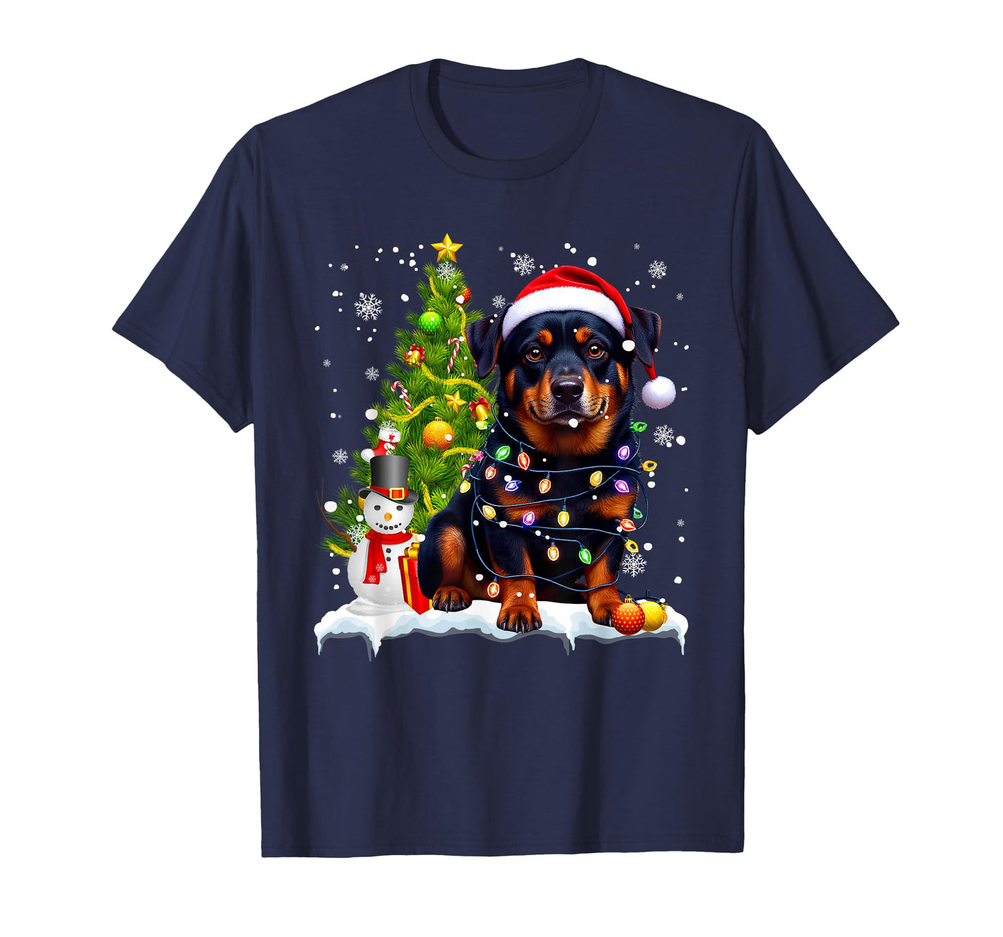 Christmas Dog Rottweiler Santa Xmas Wiener Women Men Kids T-Shirt