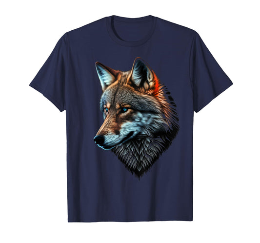 Wolf Portrait Blue Eyes Animal Print Art Wolf T-Shirt