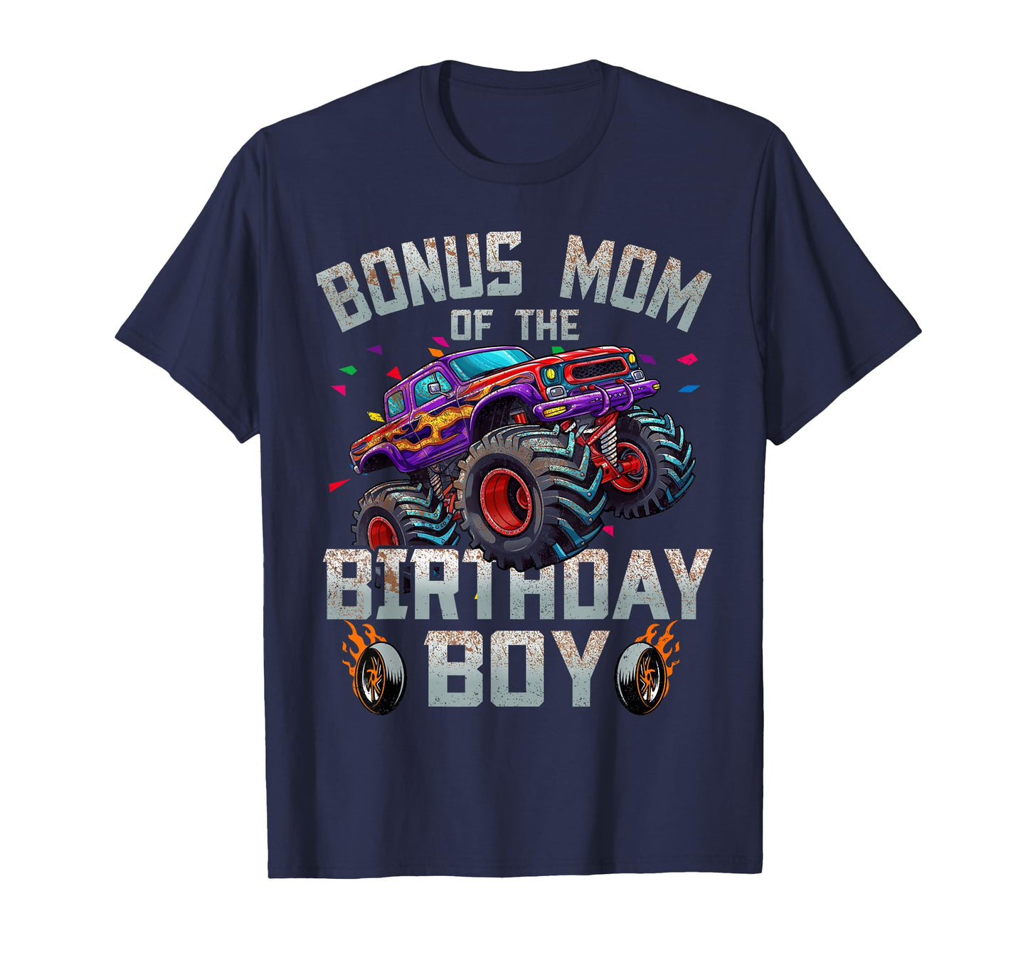 Bonus Mom Of The Birthday Boy Monster Truck Family T-Shirt