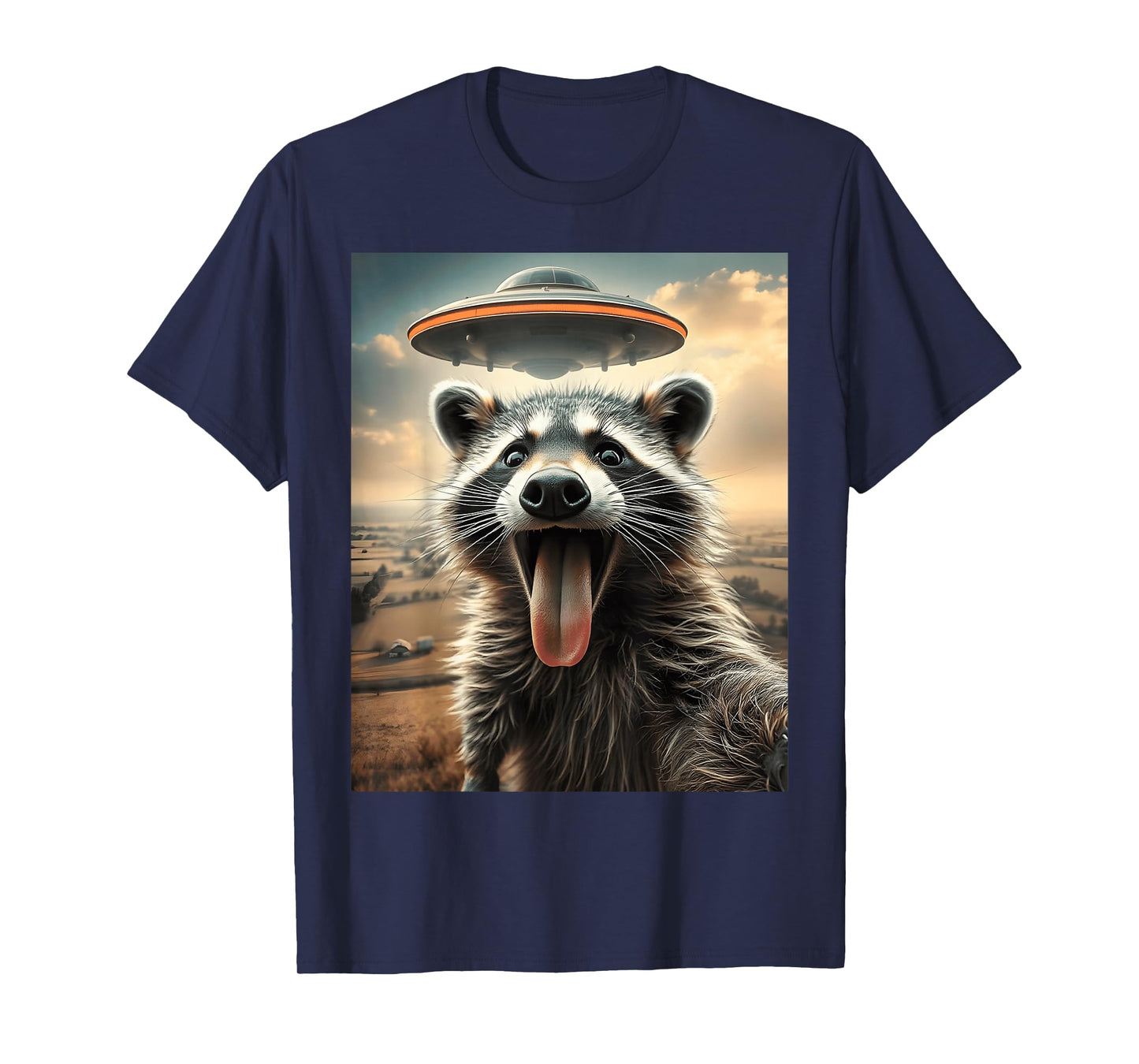 Racoon Selfie UFO Alien Raccoon T-Shirt