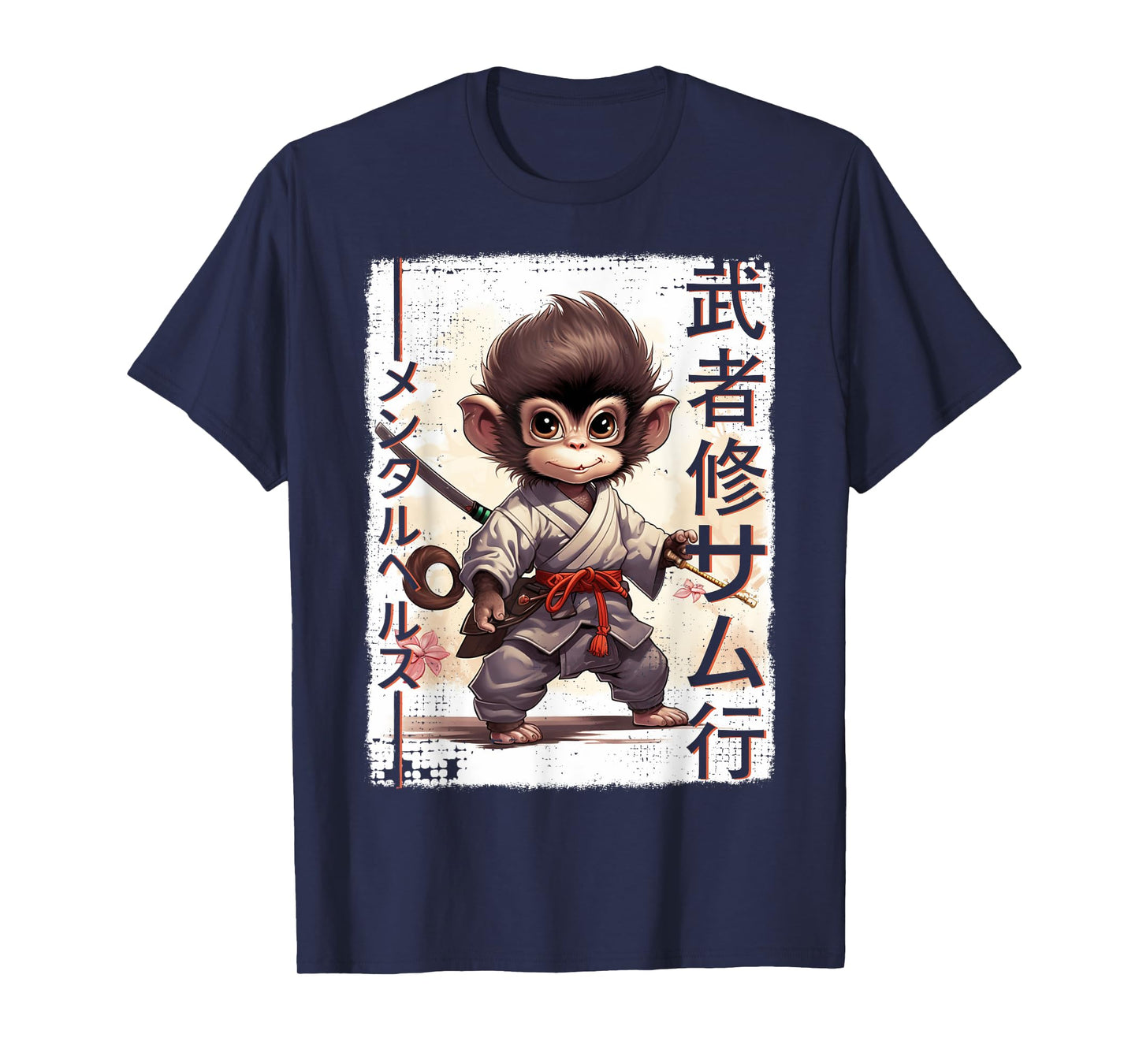 Samurai Monkey Warrior Japanese Ninja Monkey Kawaii T-Shirt