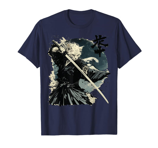 Japanese Cat Katana Japan Samurai T-Shirt