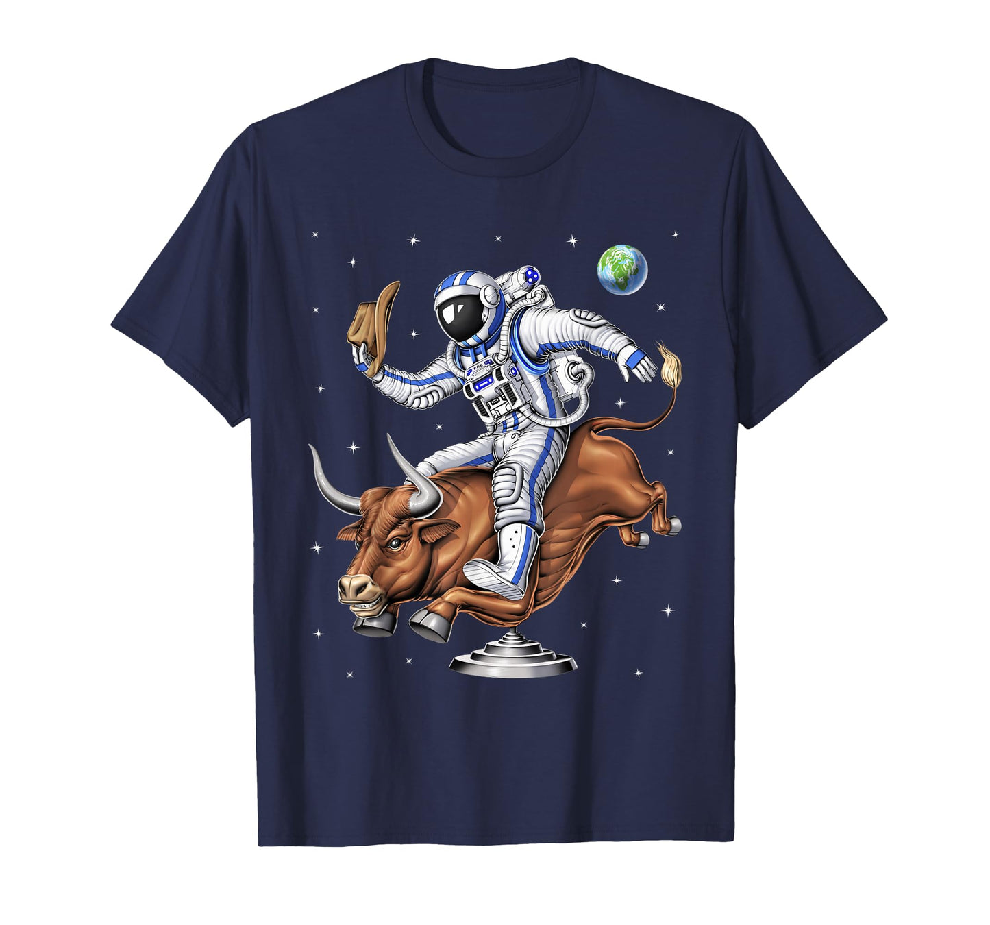Space Astronaut Cowboy Riding Rodeo Bull Western Country T-Shirt