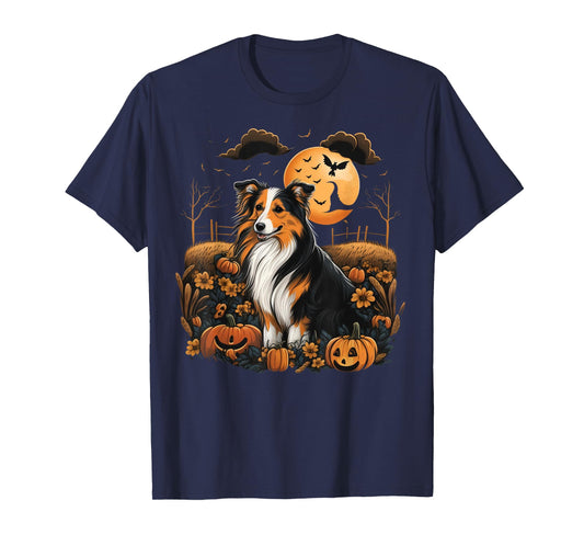 Pumpkin Shetland Sheepdog costume on Sheltie Halloween T-Shirt for Men Women Kids
