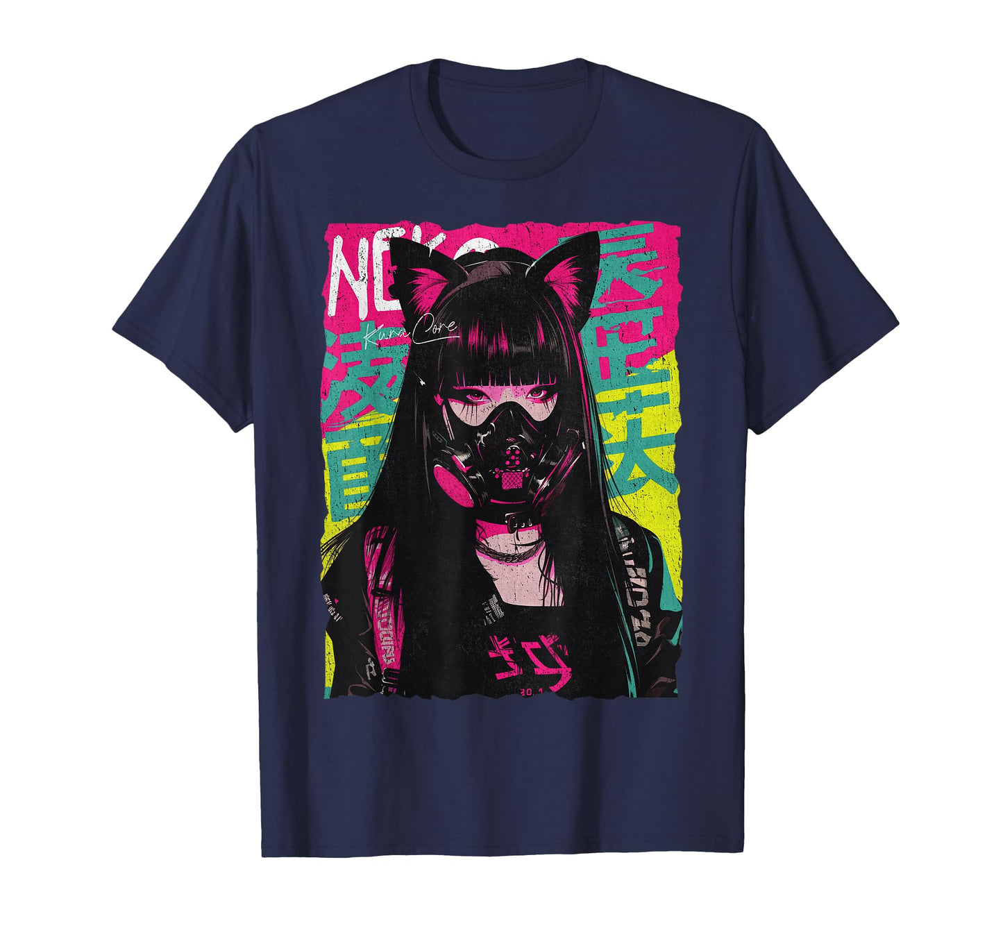 Japan Streetwear Cyberpunk Y2K Techwear Neko Manga Anime T-Shirt