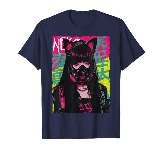 Japan Streetwear Cyberpunk Y2K Techwear Neko Manga Anime T-Shirt
