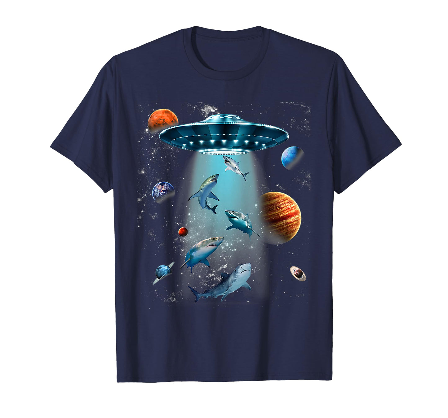 Galaxy Fish shark Space UFO Alien Stars Sea Ocean Sharks T-Shirt