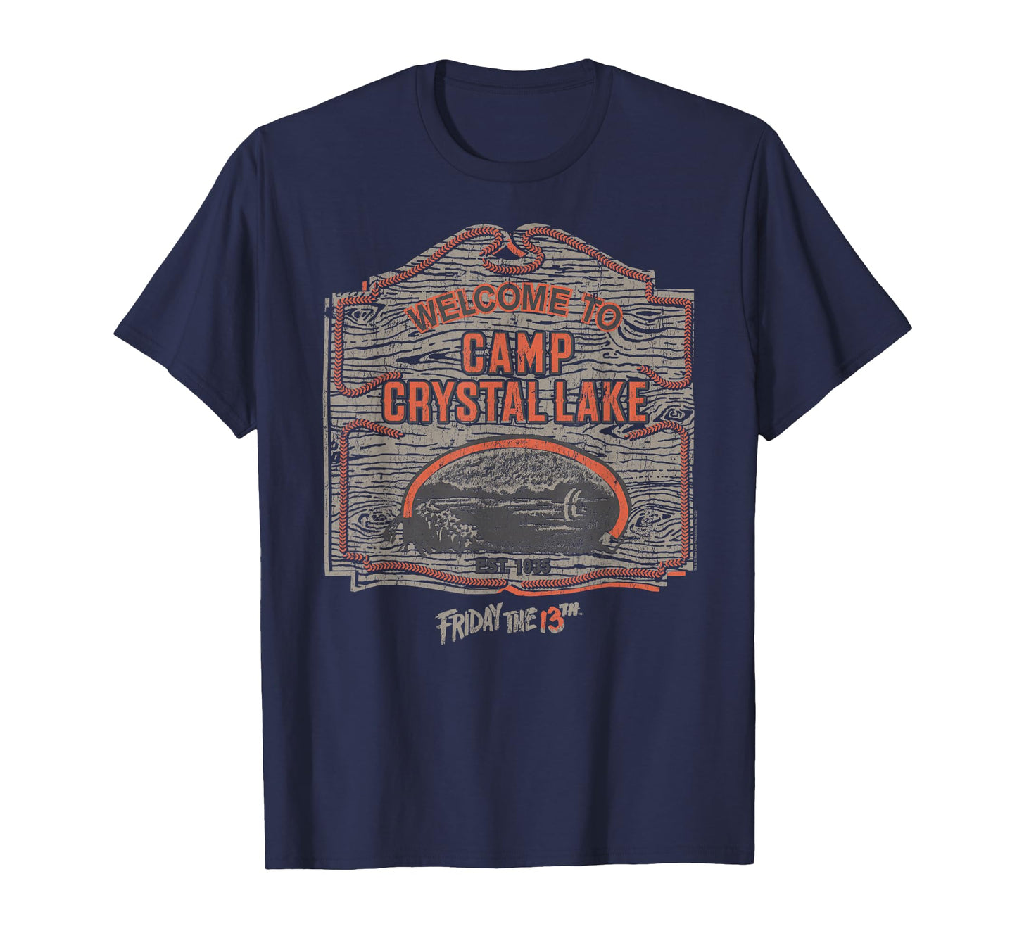 Friday The 13th Camp Crystal Lake Sign Classic Horror Movie T-Shirt