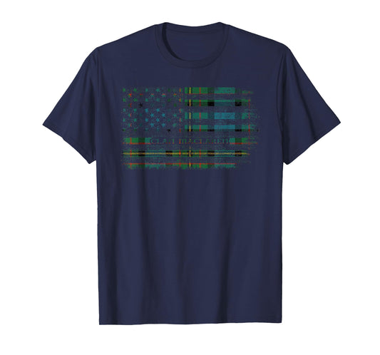 Clan MacLaren Scottish tartan US flag kilt Scotland T-Shirt