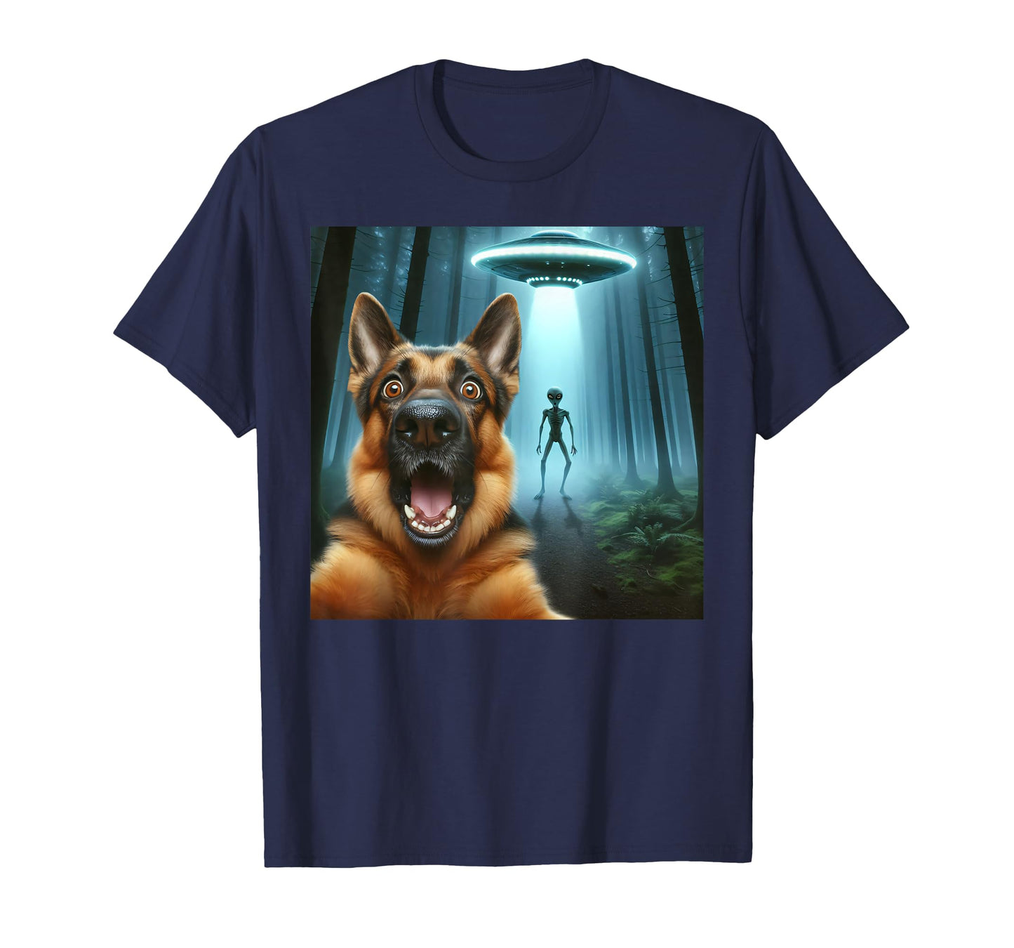 German shepherd Selfie alien UFO funny German shepherd mom T-Shirt