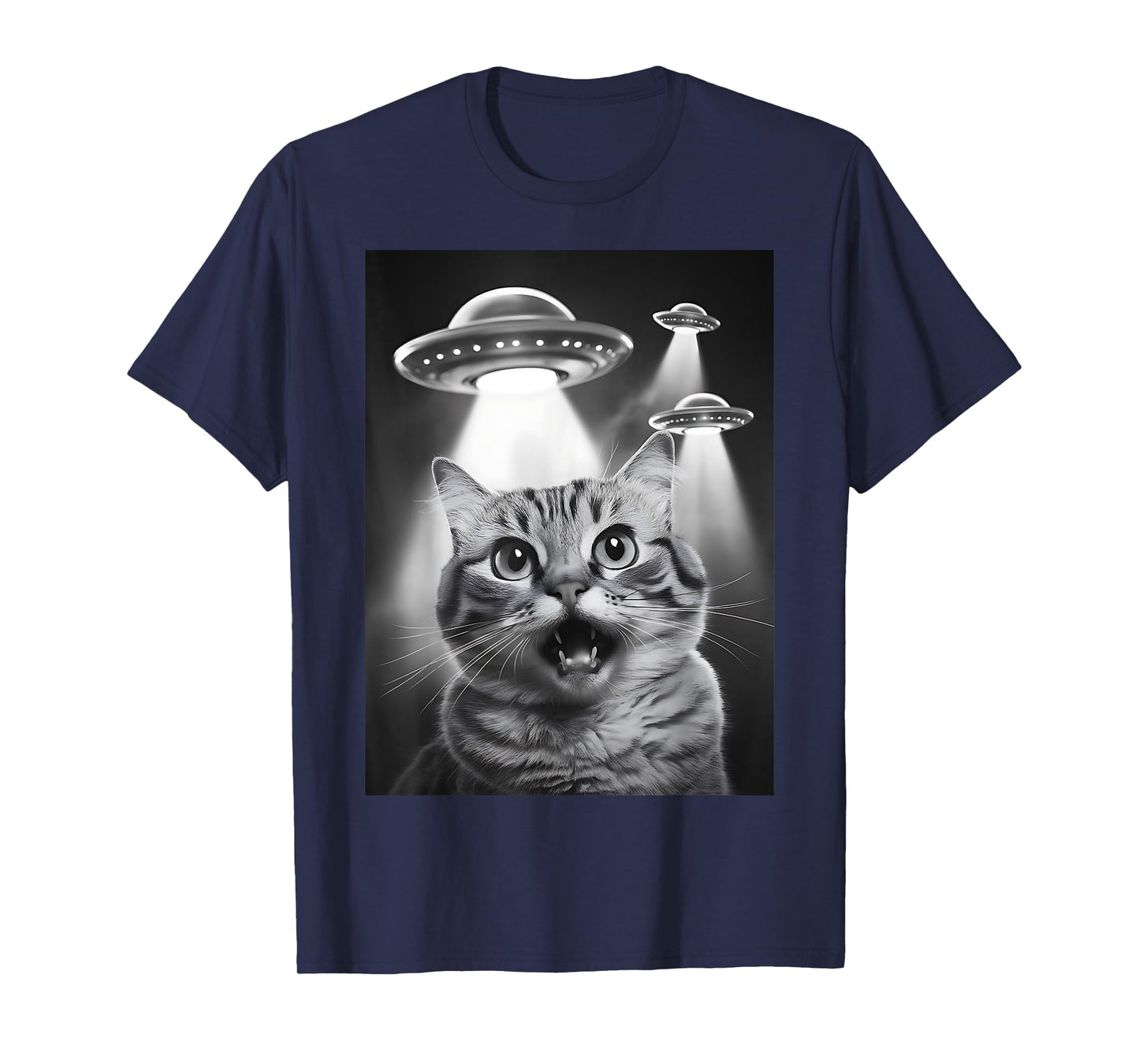 Alien UFO Funny Cat Selfie T-Shirt