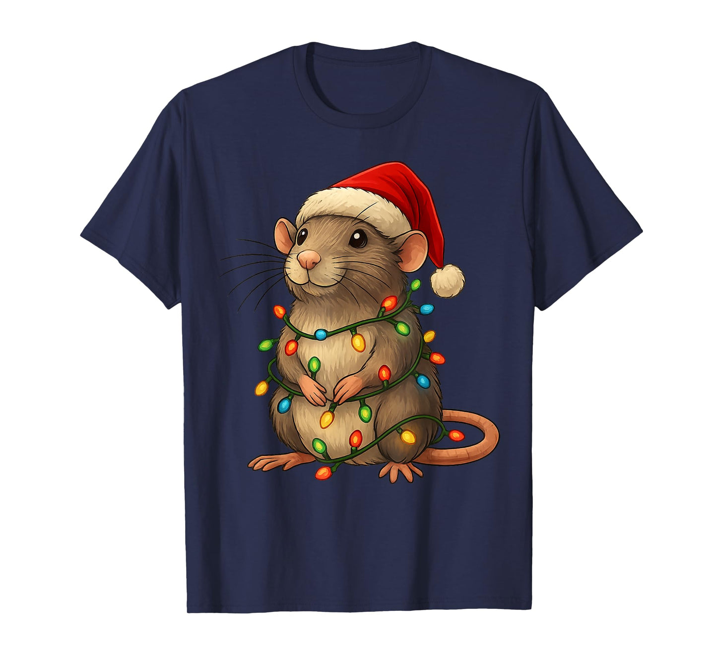 Rat Christmas Pajama Funny Xmas Lights Animals Lover Women T-Shirt