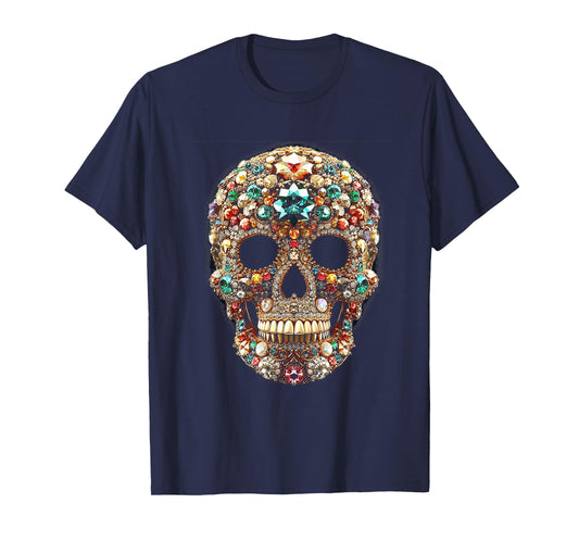 Vintage Shining Diamonds Luxury Antique skull Funny Gift T-Shirt