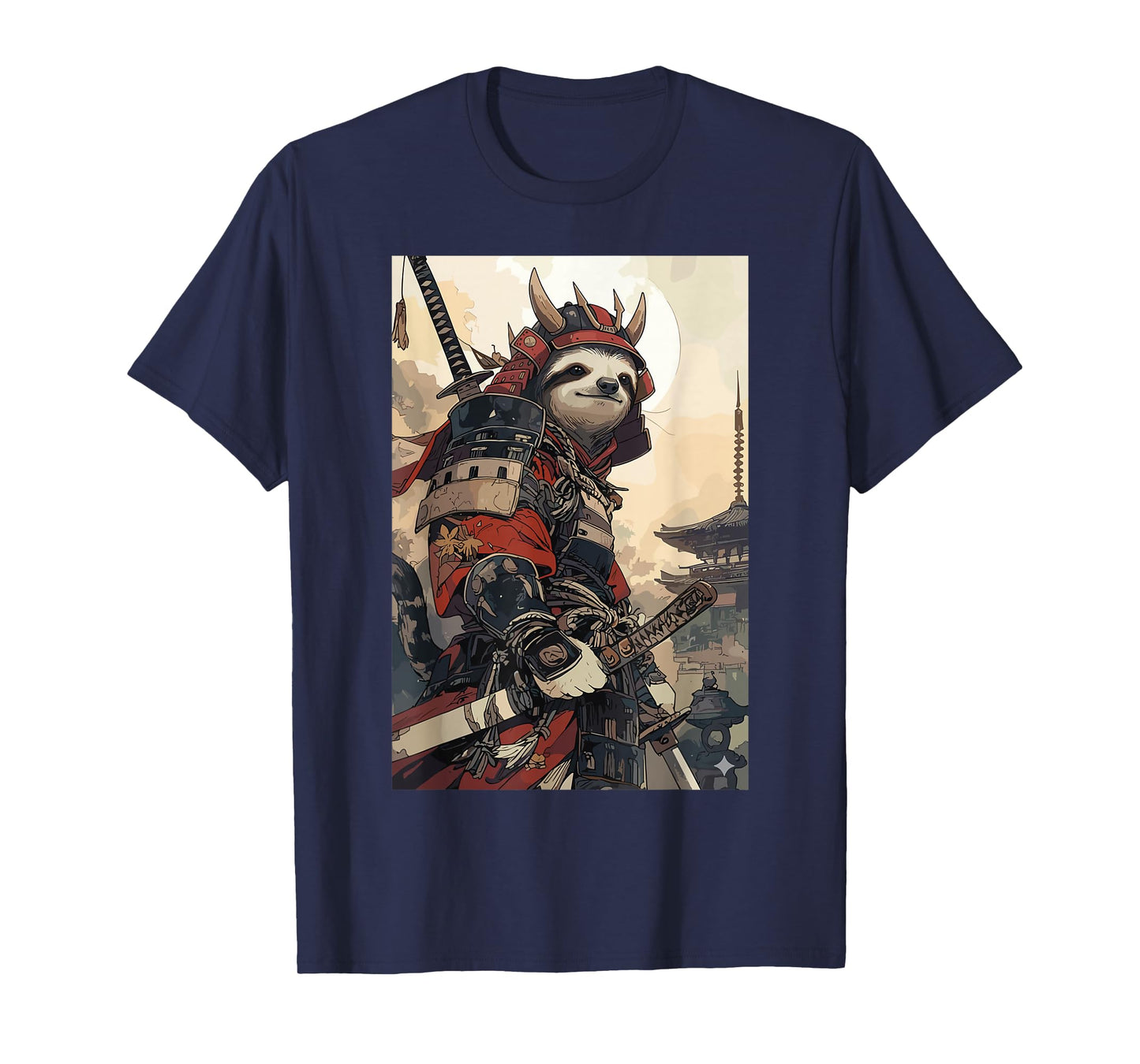 Samurai Sloth Shirts for Women Men Vintage Graphic Japanese T-Shirt