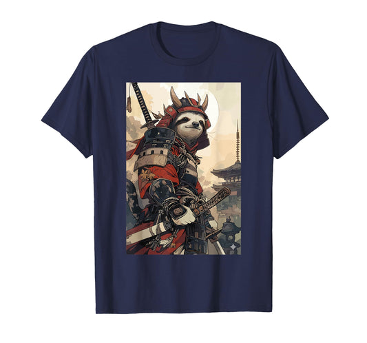 Samurai Sloth Shirts for Women Men Vintage Graphic Japanese T-Shirt