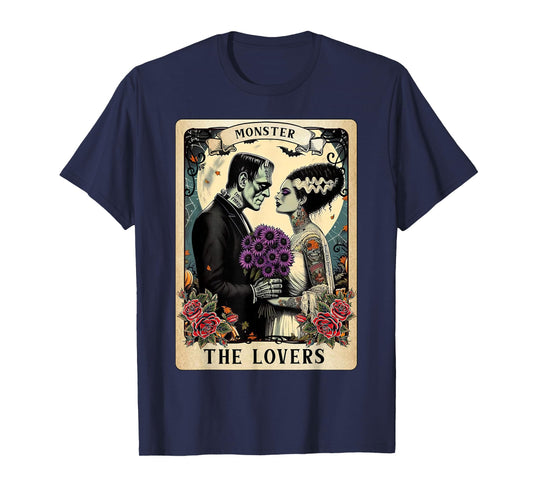 The Monster Frankenstein and Bride The Lovers Tarot Card T-Shirt