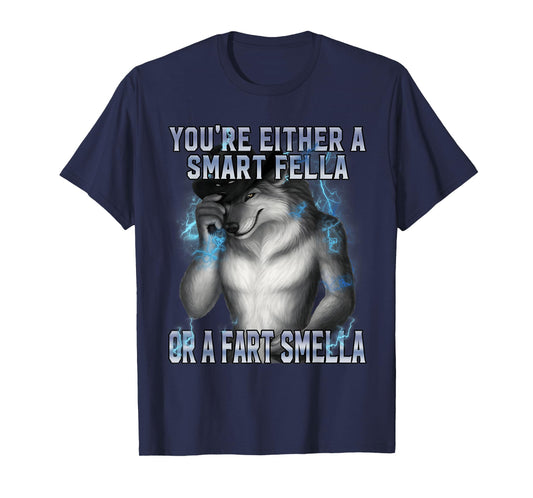 Smart Fella Alpha Wolf Meme Funny Werewolf Cursed Meme T-Shirt