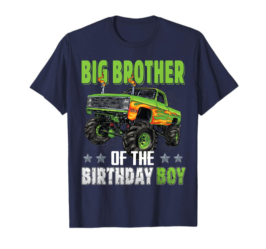 Big Brother of Birthday Boy Monster Truck Family Matching T-Shirt