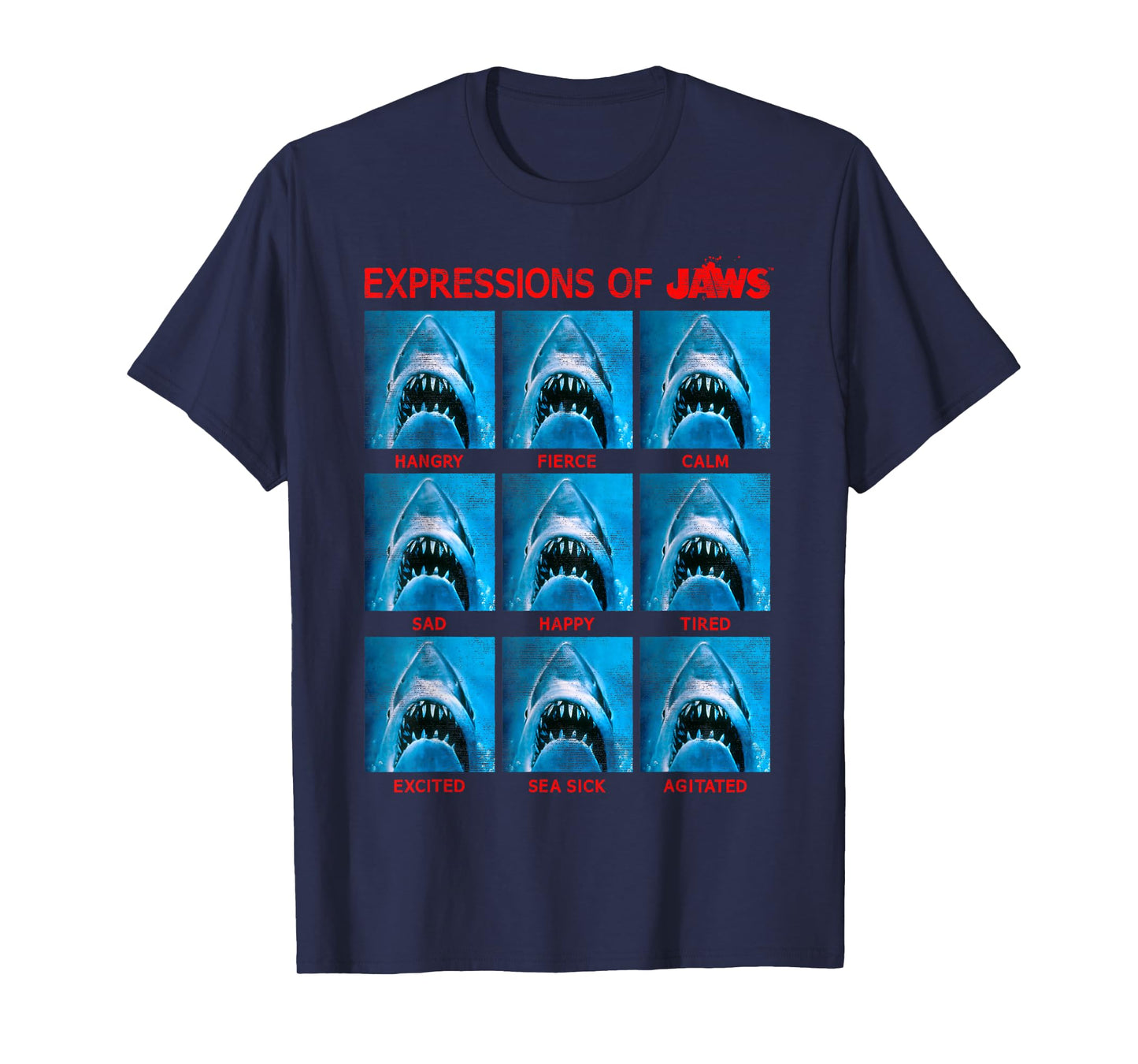 Jaws The Expressions of Jaws Photo Grid Panel T-Shirt Small