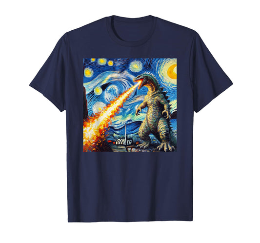 Japanese Monster Kaiju Van Gogh Starry Night T-Shirt