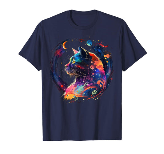 Astronaut Outer Space Kitty on Galaxy Cat Lover T-Shirt