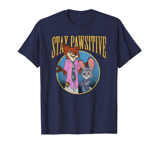 Disney Zootopia 2 Stay Pawsitive Distressed Portrait T-Shirt