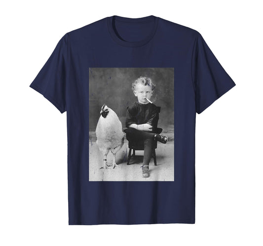 Smoking Boy With Chicken Vintage Bizarre Weird T-Shirt