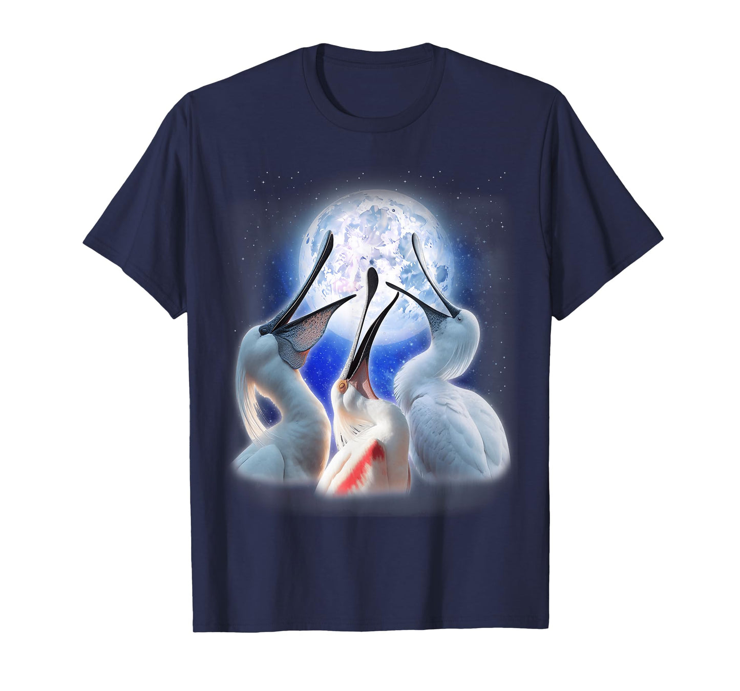 3 Spoonbills Howling At The Moon Funny Spoonbill Bird Lover T-Shirt