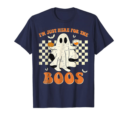 I'm Just Here For The Boos Ghost Retro Groovy Halloween T-Shirt