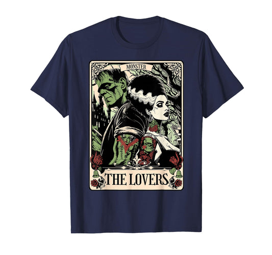 Halloween The Monster and Bride The Lovers Tarot Card T-Shirt