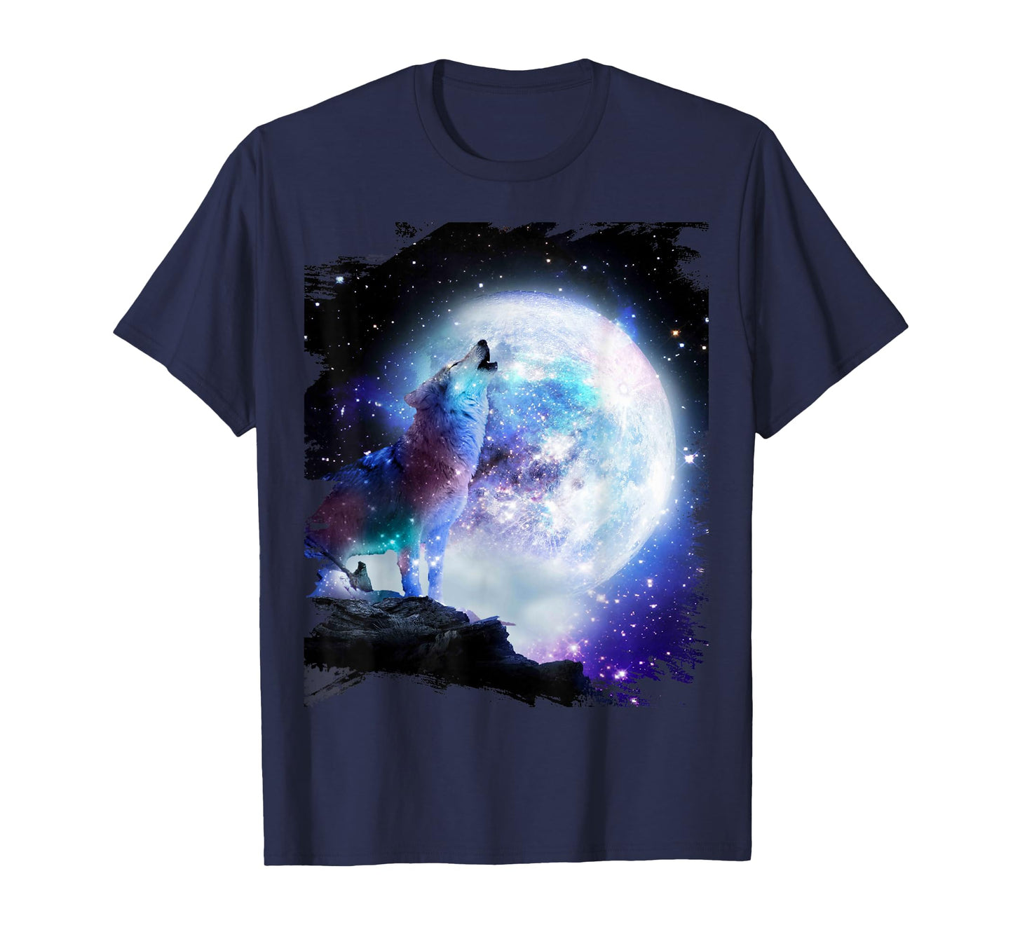 Cosmic Space Wolf Wolves Howling At Moon T-Shirt