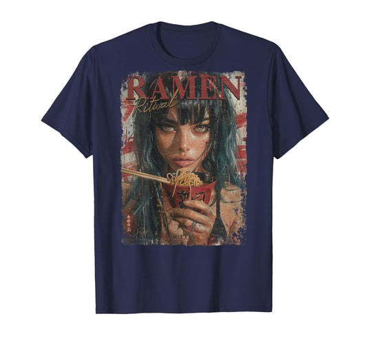 Back print Pin-up Girl Ramen Noodle Anime Manga Asian Ramen T-Shirt