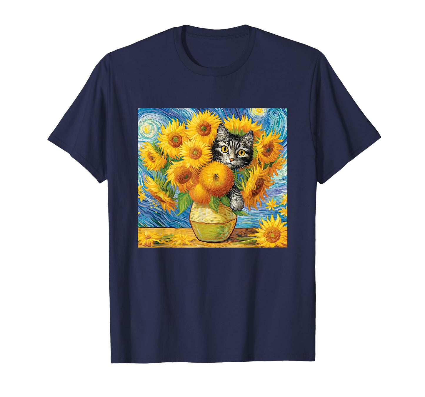 Van Gogh Sunflowers Kitten T-Shirt