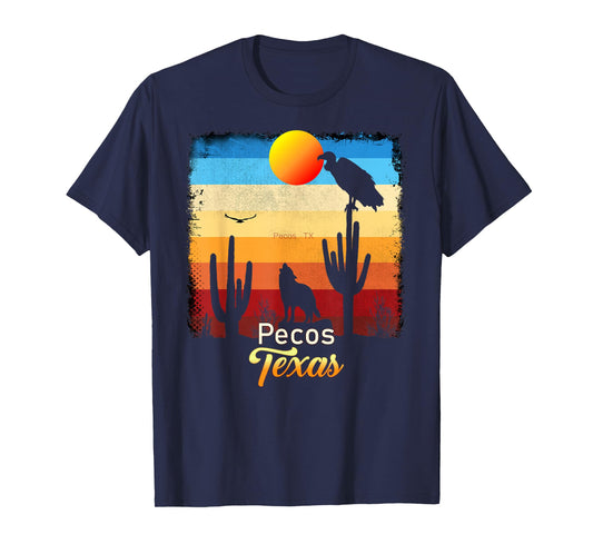 Pecos Texas Vintage Coyote Sunset Texan Desert T-Shirt