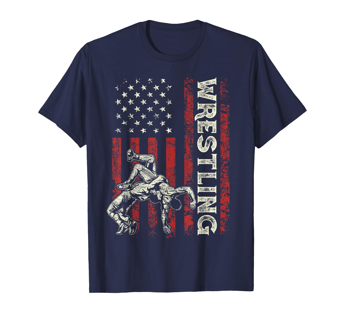 Wrestling US Flag Gifts Dad Wrestler Patriotic 4th Of July T-Shirt