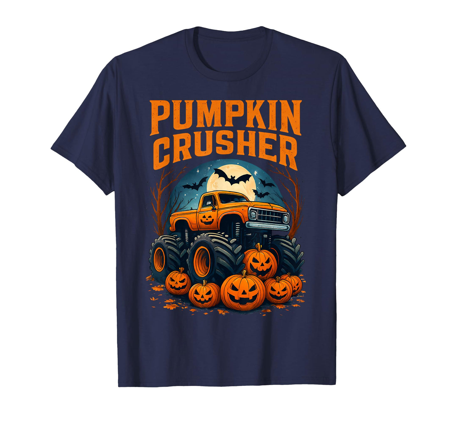 Kids Halloween Pumpkin Crusher Monster Truck Toddler Boys T-Shirt