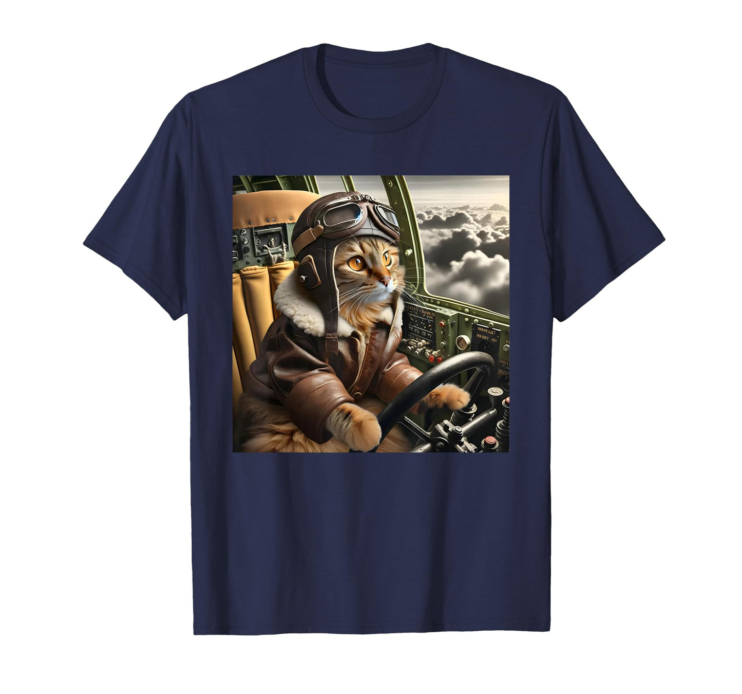 Vintage Cat Pilot - Cat pilots a cool fighter plane. T-Shirt