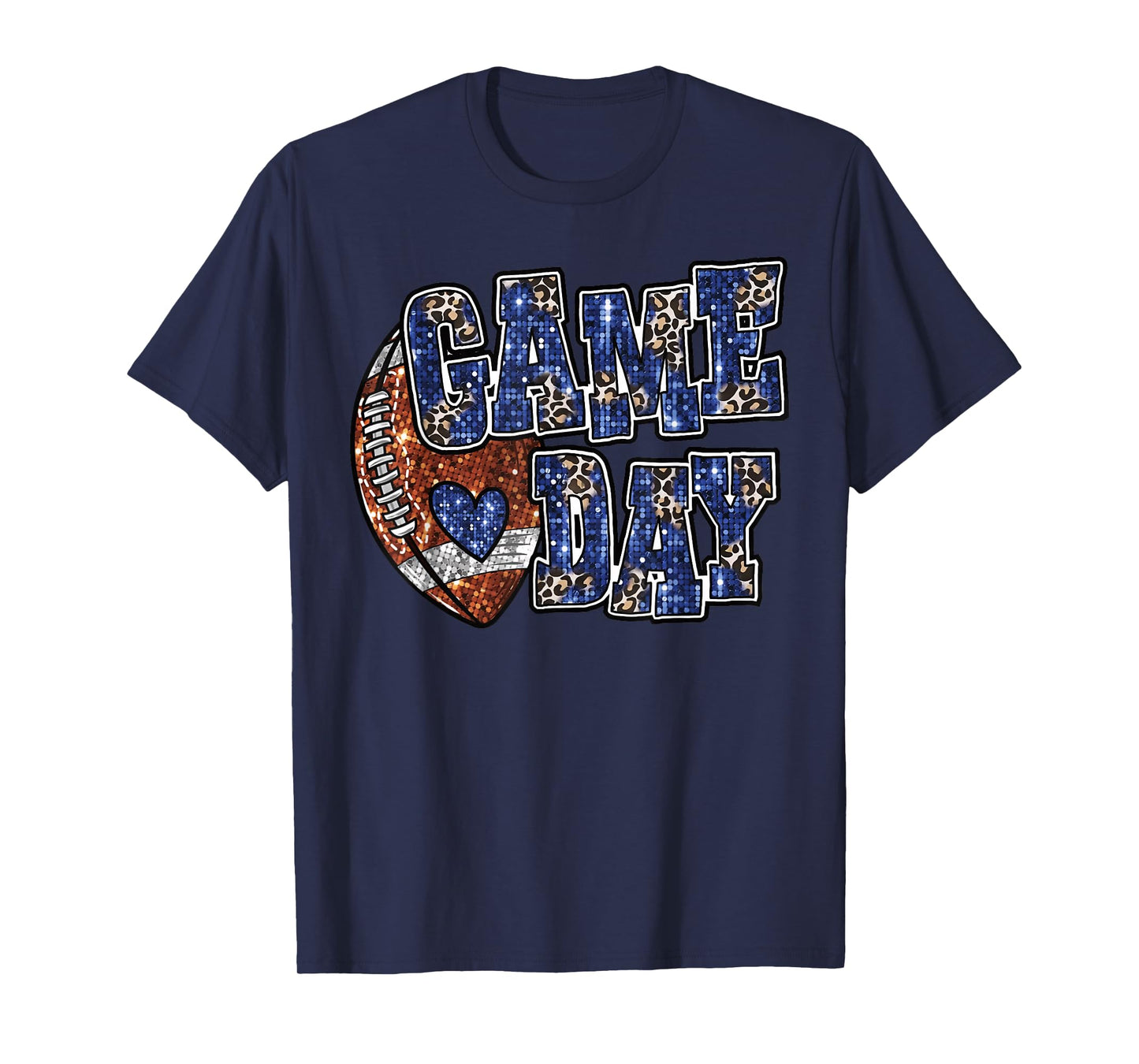 Game Day Leopard Football Bling Bling Football Lover T-Shirt