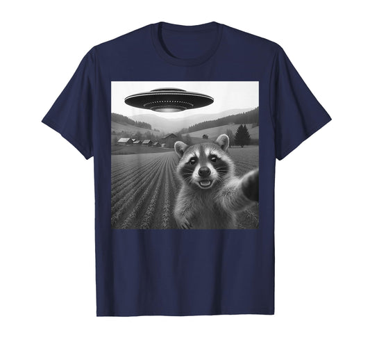 Raccoon Selfie with Alien UFO Funny Gifts for Men Women Kid T-Shirt