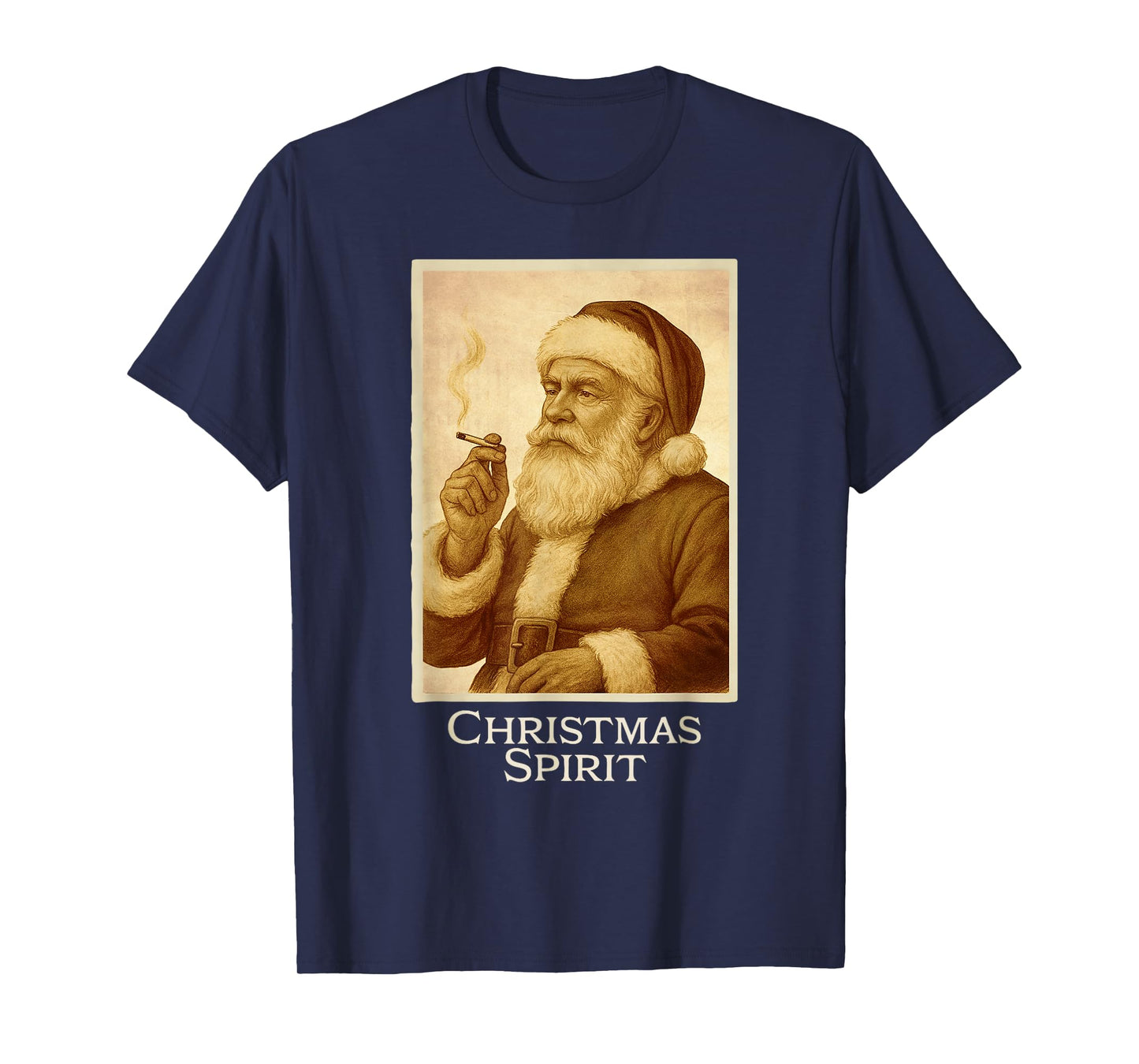 Vintage Funny Smoking Santa Claus Christmas Spirit Christmas T-Shirt