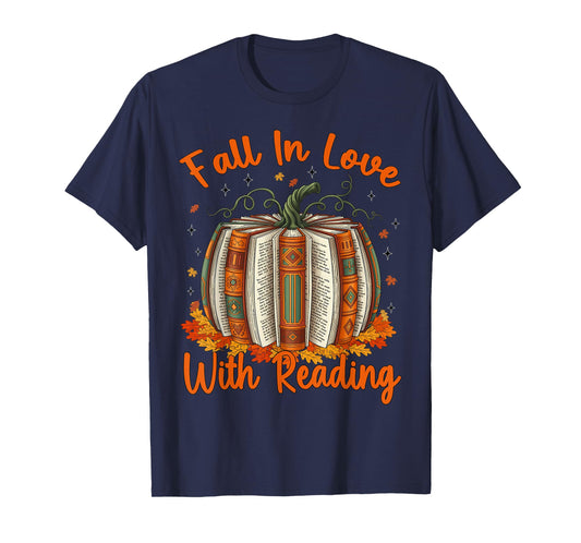 Fall in Love with Reading Pumpkin Autumn Librarians Teacher T-Shirt