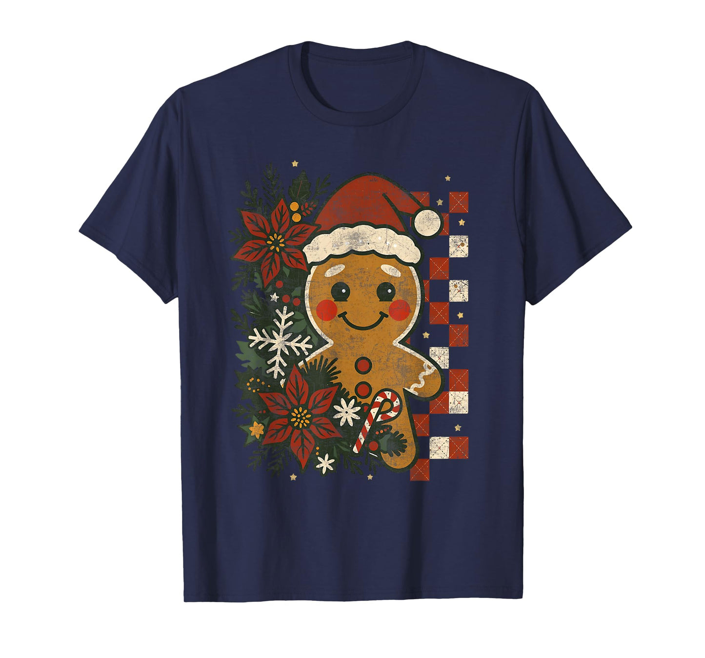 Cute Retro Gingerbread Christmas Pajamas Cookies Candy Cane T-Shirt