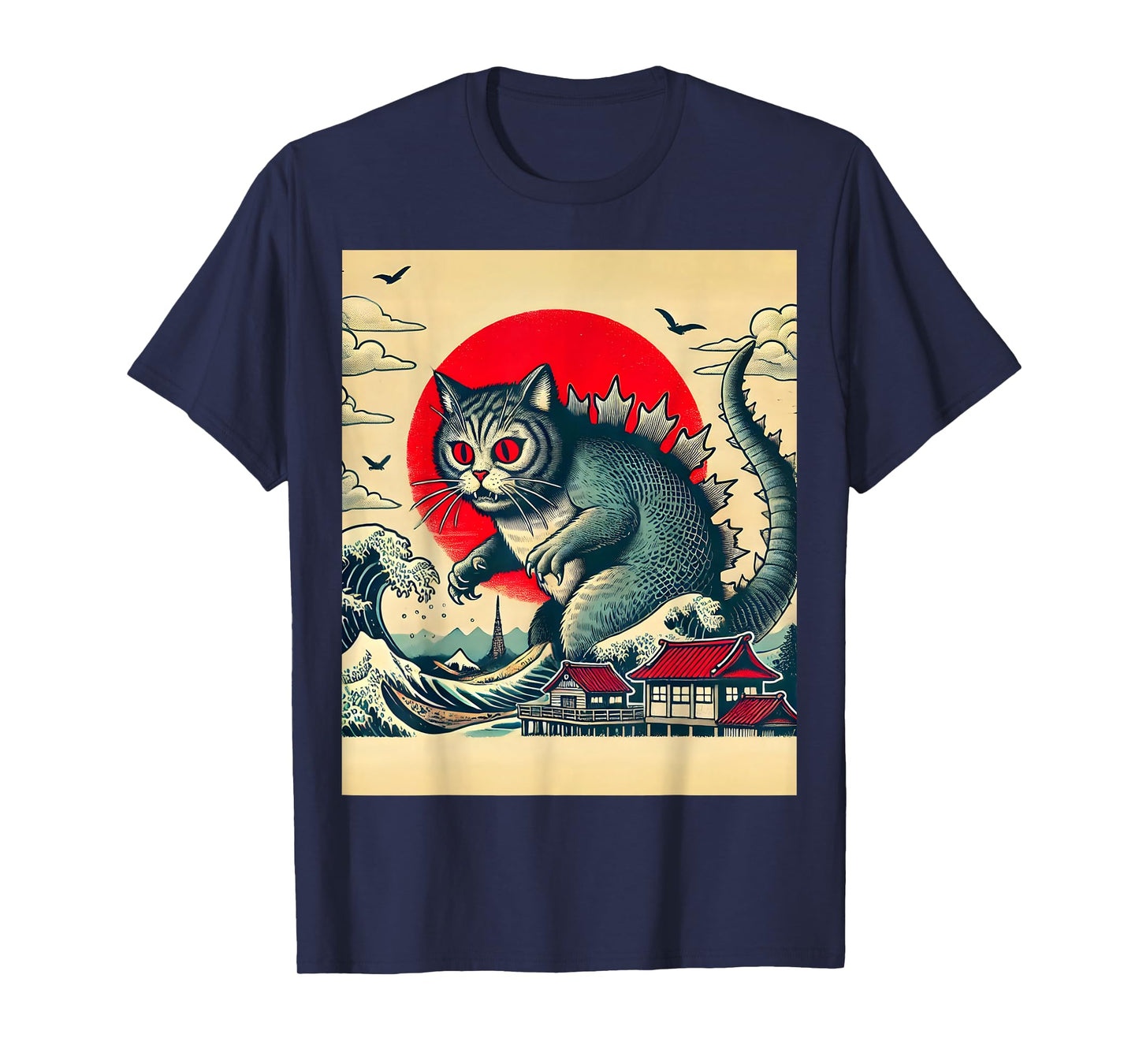 Catzilla Cat Retro Vintage Japanese Kaiju Funny Cat Monster T-Shirt
