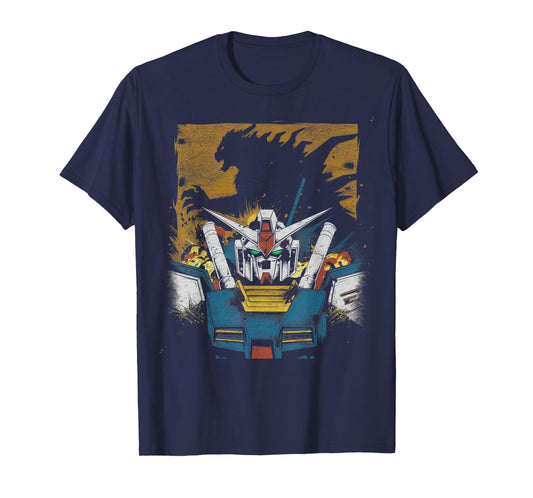Mecha Tshirt Japanese Mecha Robot Head Anime Art Ukiyo-E T-Shirt