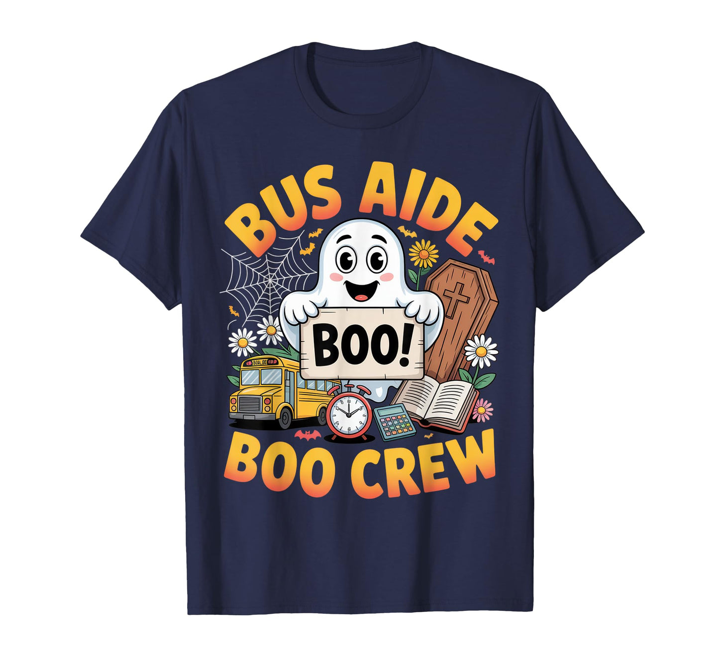 Bus Aide Boo Crew Fun Halloween Ghost Design For School T-Shirt