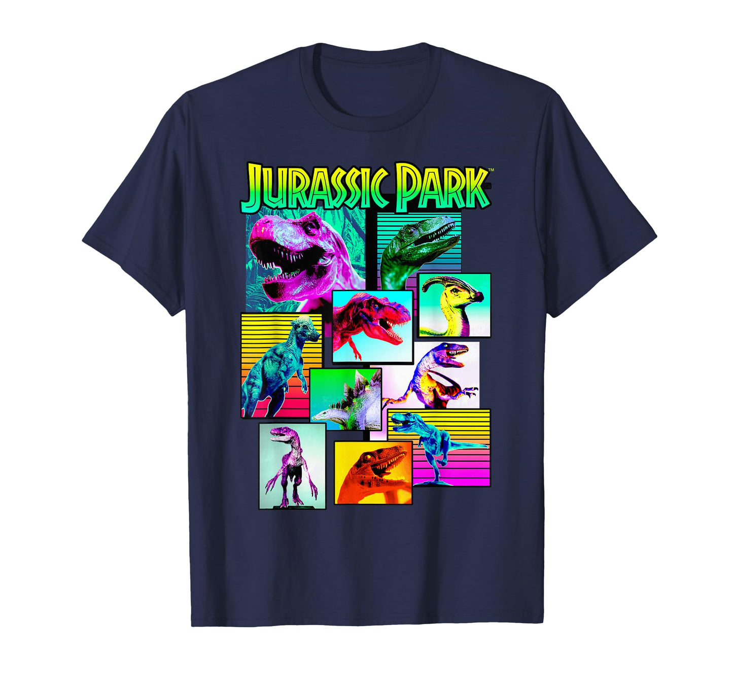Jurassic Park Dinosaurs of The Park Neon Retro T-Shirt Small