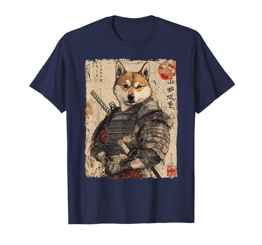 Samurai Dog Warrior Japanese Ukiyo-e Artwork Dog Samurai T-Shirt